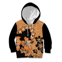 Orange Hawaii Kid Hoodie Tapa Cloth Mix Tropical Flowers Pastel Vibes LT14 Hoodie Orange - Polynesian Pride