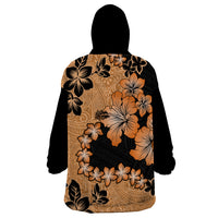 Orange Hawaii Wearable Blanket Hoodie Tapa Cloth Mix Tropical Flowers Pastel Vibes LT14 - Polynesian Pride