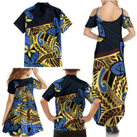 Polynesia Fabric Family Matching Summer Maxi Dress and Hawaiian Shirt Polynesian Tribal With Frangipani Flowers LT14 - Polynesian Pride
