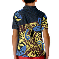 Polynesia Fabric Kid Polo Shirt Polynesian Tribal With Frangipani Flowers LT14 - Polynesian Pride