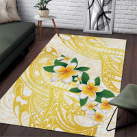 Gold And White Polynesia Plumeria Area Rug Curves Tropical Vibes LT14 Gold - Polynesian Pride