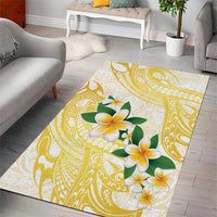 Gold And White Polynesia Plumeria Area Rug Curves Tropical Vibes LT14 - Polynesian Pride