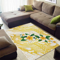Gold And White Polynesia Plumeria Area Rug Curves Tropical Vibes LT14 - Polynesian Pride