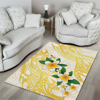 Gold And White Polynesia Plumeria Area Rug Curves Tropical Vibes LT14 - Polynesian Pride