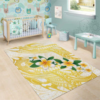 Gold And White Polynesia Plumeria Area Rug Curves Tropical Vibes LT14 - Polynesian Pride