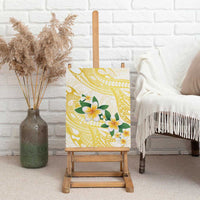 Gold And White Polynesia Plumeria Canvas Wall Art Curves Tropical Vibes LT14 - Polynesian Pride