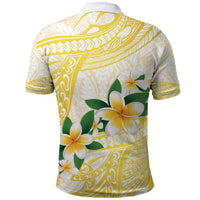 Gold And White Polynesia Plumeria Polo Shirt Curves Tropical Vibes