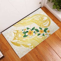 Gold And White Polynesia Plumeria Rubber Doormat Curves Tropical Vibes LT14 - Polynesian Pride