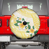 Gold And White Polynesia Plumeria Spare Tire Cover Curves Tropical Vibes LT14 - Polynesian Pride