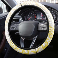 Gold And White Polynesia Plumeria Steering Wheel Cover Curves Tropical Vibes LT14 - Polynesian Pride