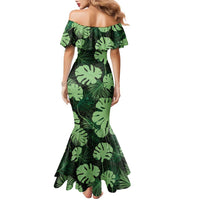 Green Hawaii Kukui Nut Lei Family Matching Mermaid Dress and Hawaiian Shirt Hawaiian Pattern Monstera Tropical Vibes LT14 - Polynesian Pride