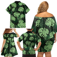 Green Hawaii Kukui Nut Lei Family Matching Off Shoulder Short Dress and Hawaiian Shirt Hawaiian Pattern Monstera Tropical Vibes LT14 - Polynesian Pride