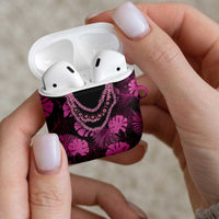 Pink Hawaii Kukui Nut Lei AirPods Case Hawaiian Pattern Monstera Tropical Vibes - Polynesian Pride