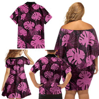Pink Hawaii Kukui Nut Lei Family Matching Off Shoulder Short Dress and Hawaiian Shirt Hawaiian Pattern Monstera Tropical Vibes LT14 - Polynesian Pride