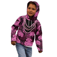 Pink Hawaii Kukui Nut Lei Kid Hoodie Hawaiian Pattern Monstera Tropical Vibes LT14 - Polynesian Pride