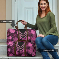 Pink Hawaii Kukui Nut Lei Travel Bag Hawaiian Pattern Monstera Tropical Vibes - Polynesian Pride