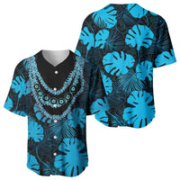 Blue Hawaii Kukui Nut Lei Baseball Jersey Hawaiian Pattern Monstera Tropical Vibes - Polynesian Pride