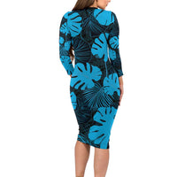 Blue Hawaii Kukui Nut Lei Family Matching Long Sleeve Bodycon Dress and Hawaiian Shirt Hawaiian Pattern Monstera Tropical Vibes LT14 - Polynesian Pride