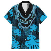 Blue Hawaii Kukui Nut Lei Family Matching Mermaid Dress and Hawaiian Shirt Hawaiian Pattern Monstera Tropical Vibes LT14 Dad's Shirt - Short Sleeve Blue - Polynesian Pride