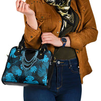 Blue Hawaii Kukui Nut Lei Shoulder Handbag Hawaiian Pattern Monstera Tropical Vibes - Polynesian Pride