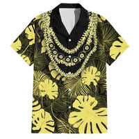 Yellow Hawaii Kukui Nut Lei Family Matching Tank Maxi Dress and Hawaiian Shirt Hawaiian Pattern Monstera Tropical Vibes LT14 Dad's Shirt - Short Sleeve Yellow - Polynesian Pride
