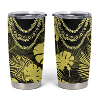 Yellow Hawaii Kukui Nut Lei Tumbler Cup Hawaiian Pattern Monstera Tropical Vibes LT14 Yellow - Polynesian Pride