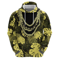 Yellow Hawaii Kukui Nut Lei Zip Hoodie Hawaiian Pattern Monstera Tropical Vibes LT14 - Polynesian Pride