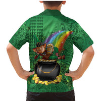 Hawaii Saint Patrick's Day Family Matching Mermaid Dress and Hawaiian Shirt Funny Leprechaun With Pot Of Gold - Polynesian Tattoo LT14 - Polynesian Pride