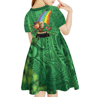 Hawaii Saint Patrick's Day Kid Short Sleeve Dress Funny Leprechaun With Pot Of Gold - Polynesian Tattoo LT14 - Polynesian Pride