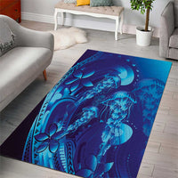 Purple Paradise Polynesia Jellyfish Area Rug Plumeria Polynesian Tattoo Glowing Vibes LT14 - Polynesian Pride