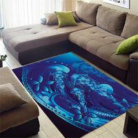 Purple Paradise Polynesia Jellyfish Area Rug Plumeria Polynesian Tattoo Glowing Vibes LT14 - Polynesian Pride