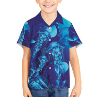Purple Paradise Polynesia Jellyfish Hawaiian Shirt Plumeria Polynesian Tattoo Glowing Vibes