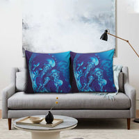 Purple Paradise Polynesia Jellyfish Pillow Cover Plumeria Polynesian Tattoo Glowing Vibes