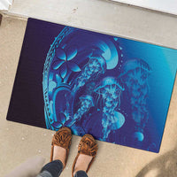 Purple Paradise Polynesia Jellyfish Rubber Doormat Plumeria Polynesian Tattoo Glowing Vibes