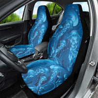 Blue Gradient Polynesia Jellyfish Car Seat Cover Plumeria Polynesian Tattoo Glowing Vibes