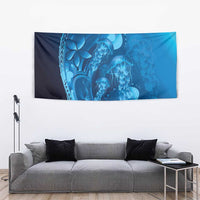 Blue Gradient Polynesia Jellyfish Tapestry Plumeria Polynesian Tattoo Glowing Vibes