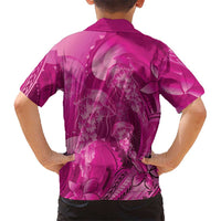 Pink Gradient Polynesia Jellyfish Family Matching Long Sleeve Bodycon Dress and Hawaiian Shirt Plumeria Polynesian Tattoo Glowing Vibes LT14 - Polynesian Pride