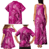 Pink Gradient Polynesia Jellyfish Family Matching Tank Maxi Dress and Hawaiian Shirt Plumeria Polynesian Tattoo Glowing Vibes LT14 - Polynesian Pride