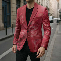 Red Gradient Polynesia Jellyfish Blazer Plumeria Polynesian Tattoo Glowing Vibes