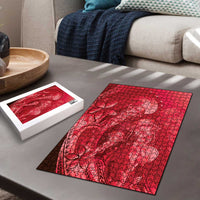 Red Gradient Polynesia Jellyfish Puzzle Plumeria Polynesian Tattoo Glowing Vibes