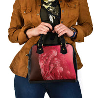 Red Gradient Polynesia Jellyfish Shoulder Handbag Plumeria Polynesian Tattoo Glowing Vibes