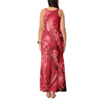 Red Gradient Polynesia Jellyfish Tank Maxi Dress Plumeria Polynesian Tattoo Glowing Vibes