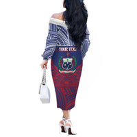 Personalised Samoa Independence Day Off The Shoulder Long Sleeve Dress 64th Anniversary Toa O Samoa