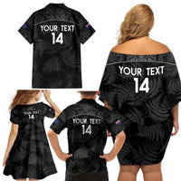 Custom New Zealand Silver Fern Football Family Matching Off Shoulder Short Dress and Hawaiian Shirt Summer 2024 Olympic Go Aotearoa LT14 - Polynesian Pride