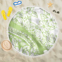Polynesian Tiare Flower Sage Green Pastel Beach Blanket