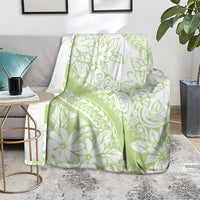 Polynesian Tiare Flower Sage Green Pastel Blanket