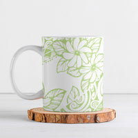 Polynesian Tiare Flower Sage Green Pastel Ceramic Mug
