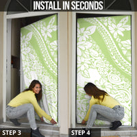 Polynesian Tiare Flower Sage Green Pastel Door Cover