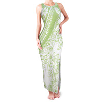 Polynesian Tiare Flower Sage Green Pastel Family Matching Tank Maxi Dress and Hawaiian Shirt LT14 Mom's Dress Sage Green - Polynesian Pride