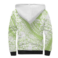 Polynesian Tiare Flower Sage Green Pastel Sherpa Hoodie